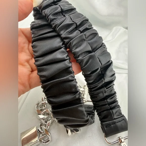 Anthropologie lux adjustable Black Leather Chain Strap - Picture 4 of 12